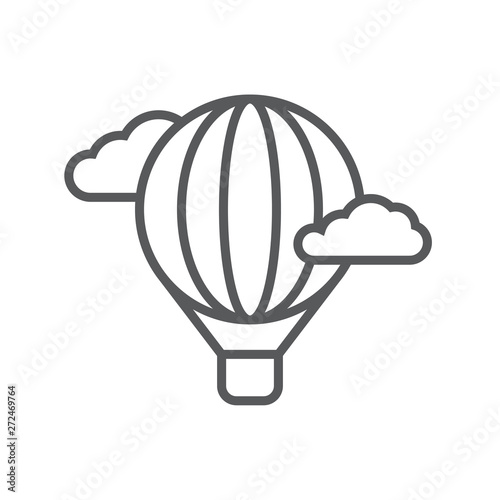 Hot air balloon line icon. Minimalist icon isolated on white background. Hot air balloon simple silhouette. Web site page and mobile app design vector element.