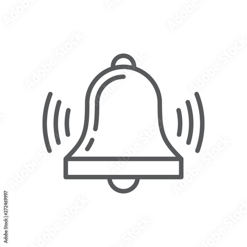 Bell line icon. Minimalist icon isolated on white background. Bell simple silhouette. Web site page and mobile app design vector element.