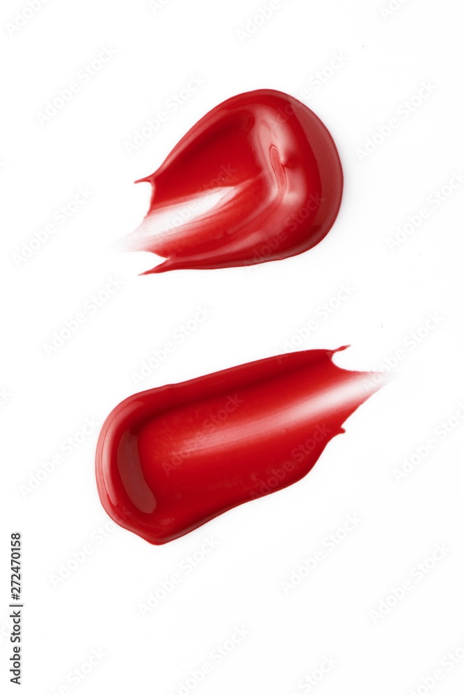 Smudge red lip lipstick on white background Smudge red lip lipstick on white background