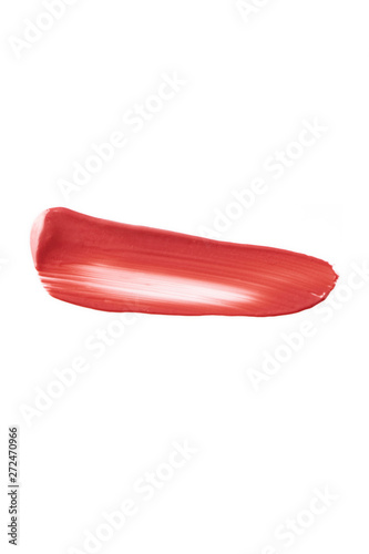 Smudge pink lip lipstick on white background
