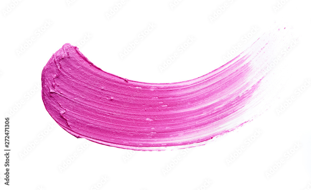 Pink lipstick or acrylic paint isolated on white