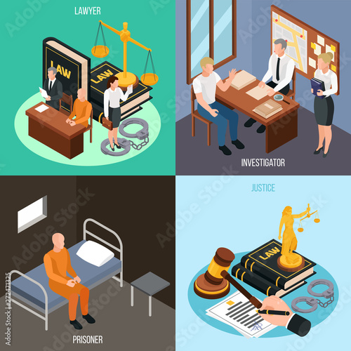 Law Justice Isometric Concept