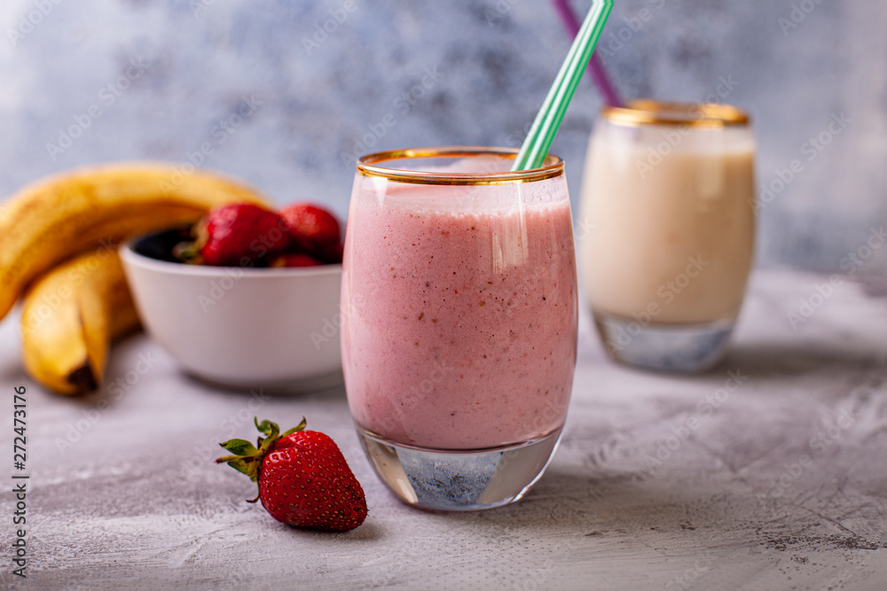 Fresh strawberry and banana smoothie