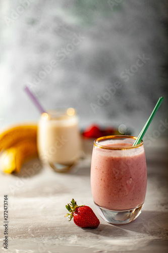 Fresh strawberry and banana smoothie