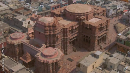 Vrindavan, city of 5000 temples. India, 4k aerial  photo