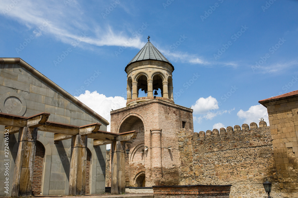 View to Svetitskhoveli Orthodox Cathedral and historical town Mtskheta, near Tbilisi, Georgia