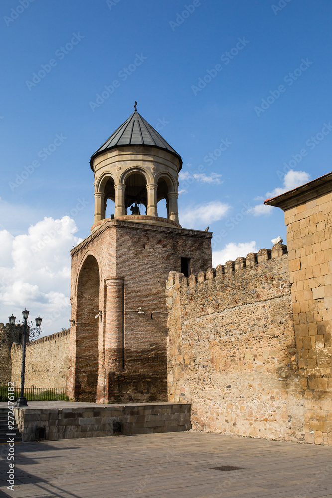 View to Svetitskhoveli Orthodox Cathedral and historical town Mtskheta, near Tbilisi, Georgia
