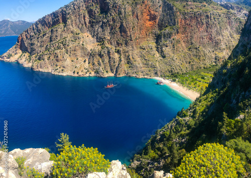 Fototapeta Naklejka Na Ścianę i Meble -  Butterfly Valley is a valley in Fethiye district of Muğla Province, southwestern Turkey, which is home to diverse butterfly species.