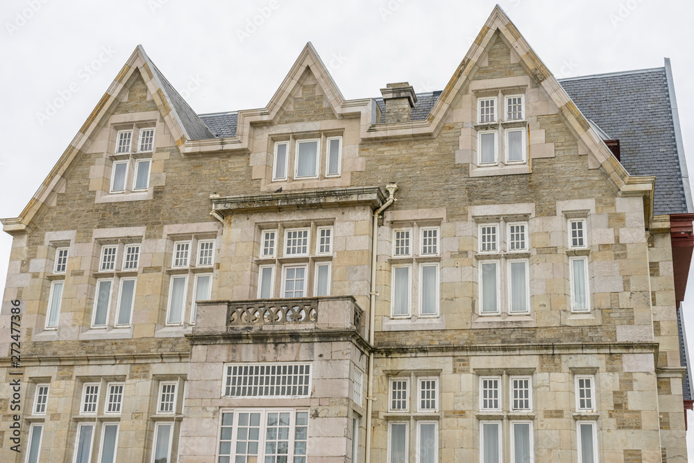 Fototapeta premium University, Palacio de la Magdalena in the city of Santander, north of Spain. Building of eclectic architecture and English influence next to the Cantabrian Sea
