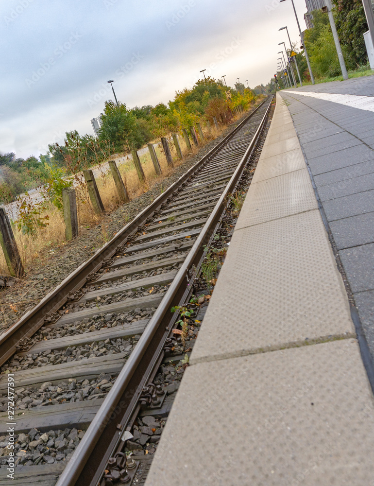 Fototapeta premium railway tracks close-to-the-ground view