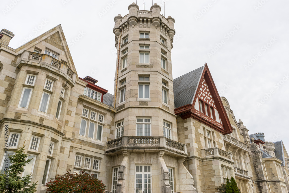 Palacio de la Magdalena in the city of Santander, north of Spain. Building of eclectic architecture and English influence next to the Cantabrian Sea