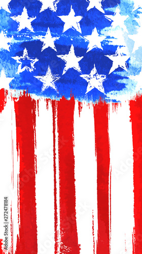 Stars & Stripes American Vertical Painting, Poster
