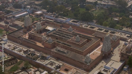 Vrindavan, city of 5000 temples. India, 4k aerial  photo