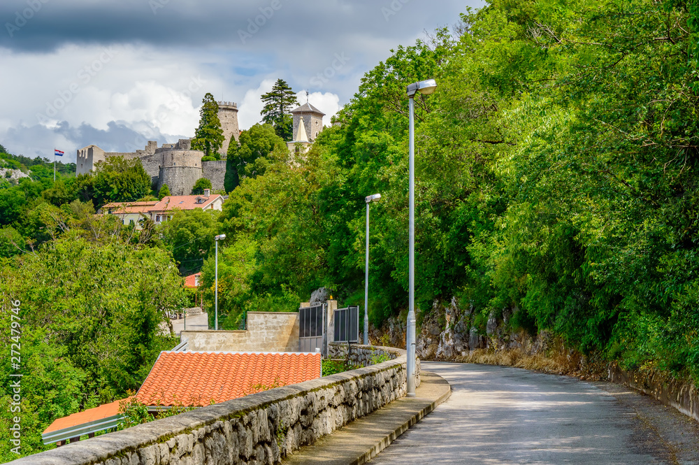 Rijeka, Croatia: Way to Trsat castle sourrounded by green trees Rijeka, Croatia: Way to Trsat castle sourrounded by green trees