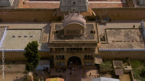 Vrindavan, city of 5000 temples. India, 4k aerial  photo