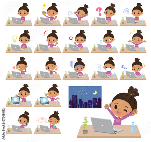 perm hair girl_desk work