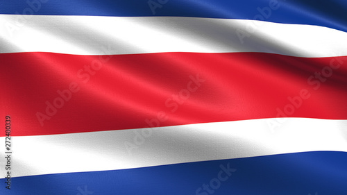 Costa Rica flag, with waving fabric texture