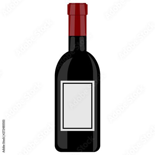 vector image of red wine bottle flat icon