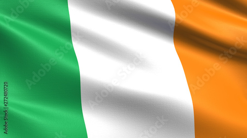 Ireland flag, with waving fabric texture