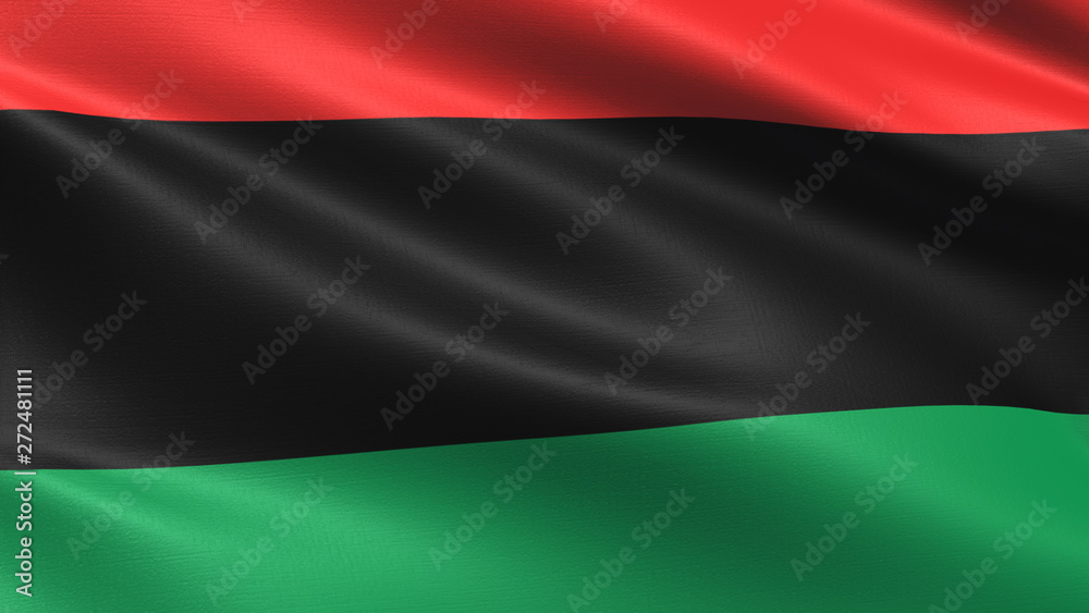 Pan African flag, with waving fabric texture