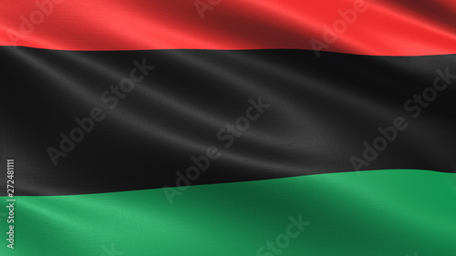Pan African flag, with waving fabric texture
