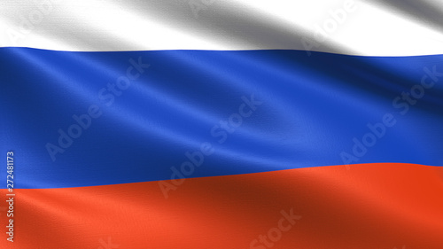 Russia flag, with waving fabric texture