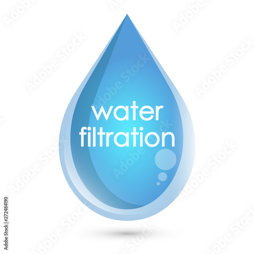 Blue clean water drop symbol for filtering