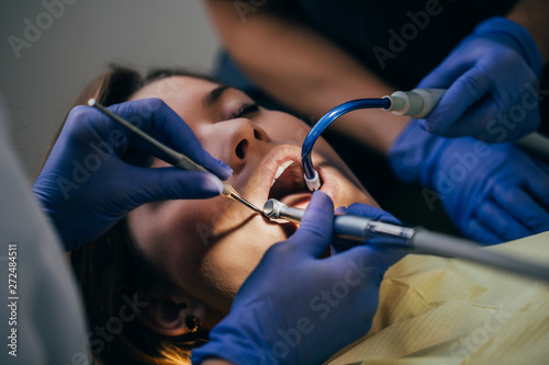 Dentist examining a patient