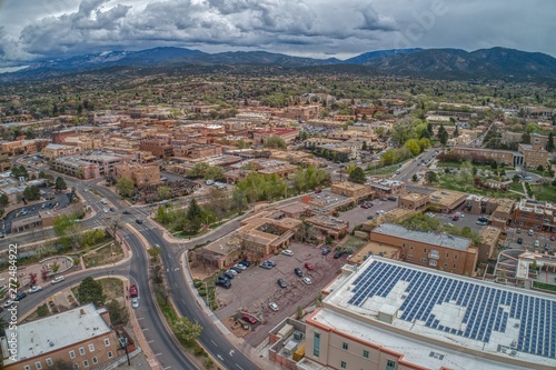Santa Fe is the small Capitol of the State of New Mexico with Buildings in the Regional Pueblo Style photo