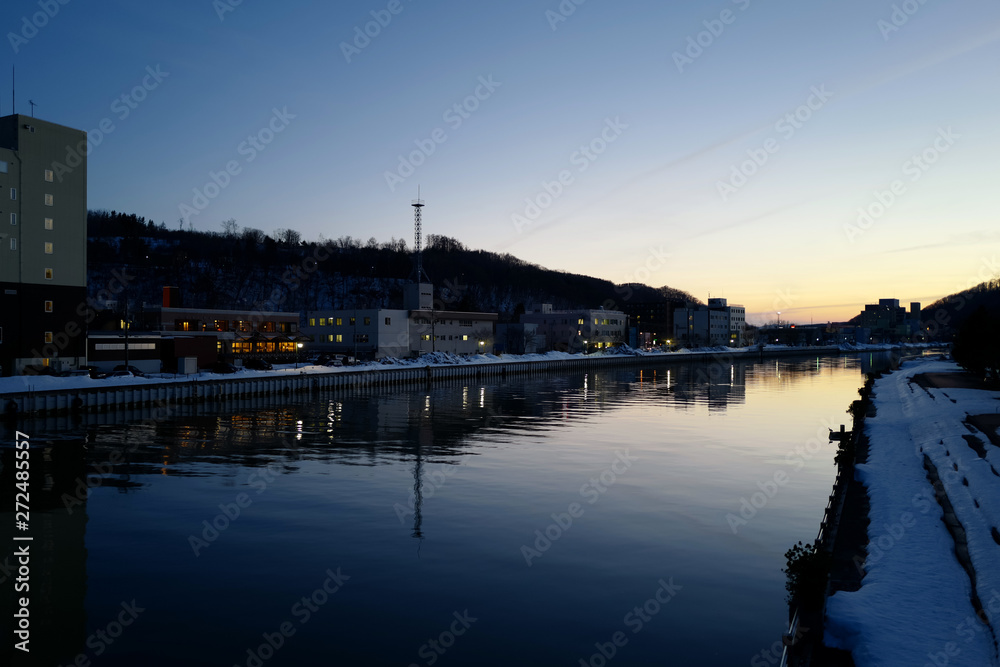 Sunset on the seaside town of Hokkaido, Japan Sunset on the seaside town of Hokkaido, Japan