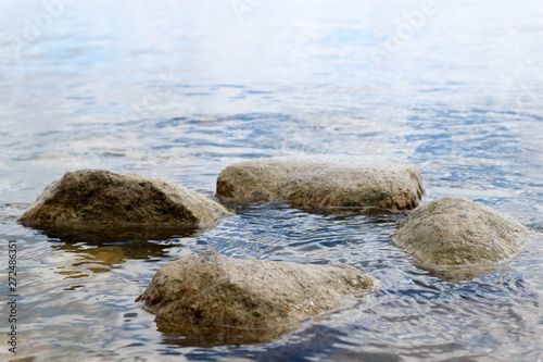 Fototapeta Naklejka Na Ścianę i Meble -  Baltic sea surface and granite stones closeup