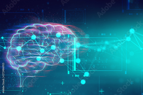 brain cloud storage, ai robotic, social internet of things, technology abstract futuristic cyber net web connect to network background illustration 3d rendering, signal of data