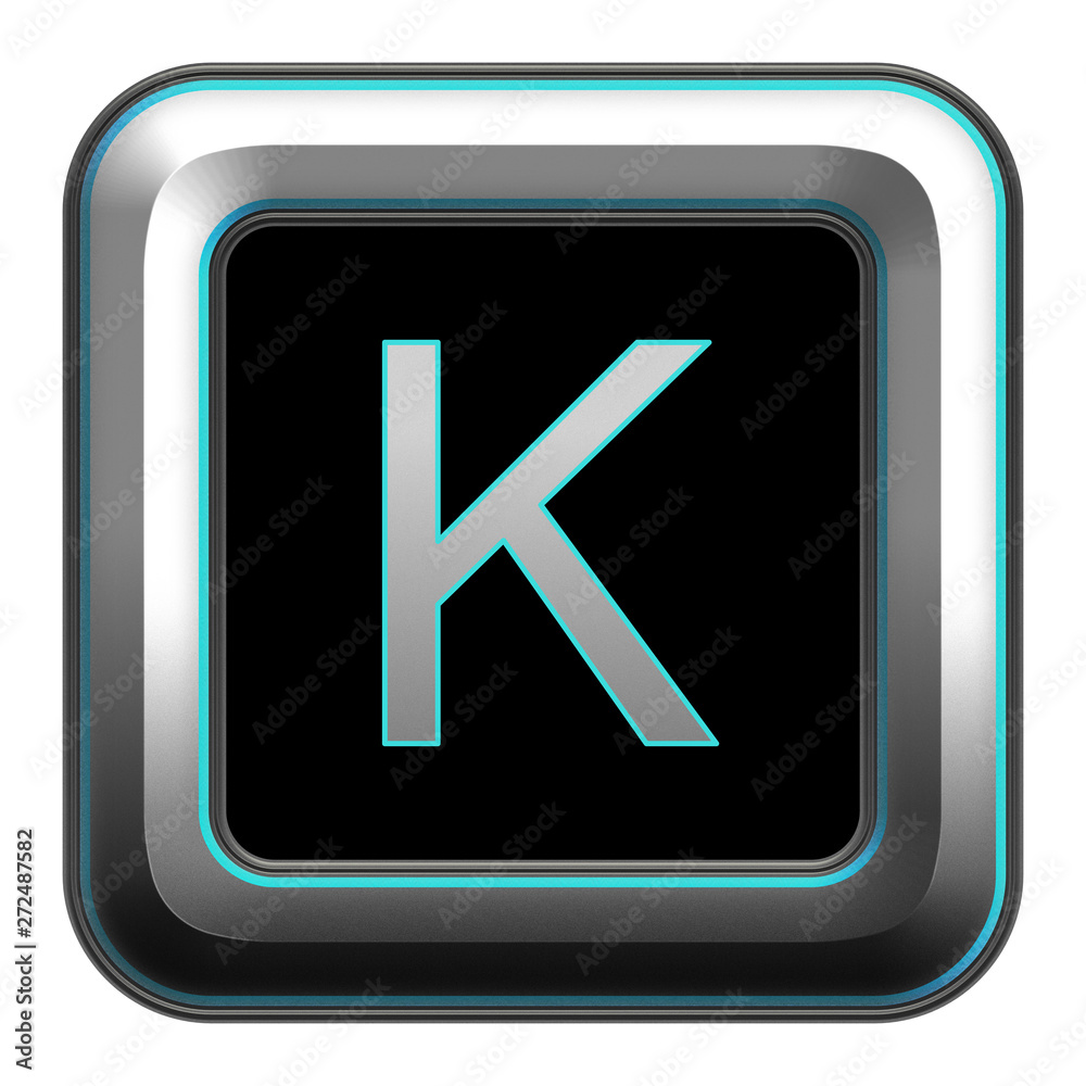 Alphabet K, square metallic design Alphabet K, square metallic design