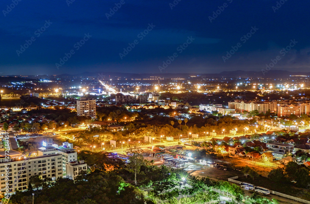 At night View of pattaya city beach Pattaya,Thailand.
