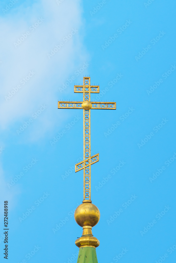 Orthodox cathedral with crosses close-up. the roof with crucifixes. Orthodox cathedral with crosses close-up. the roof with crucifixes.