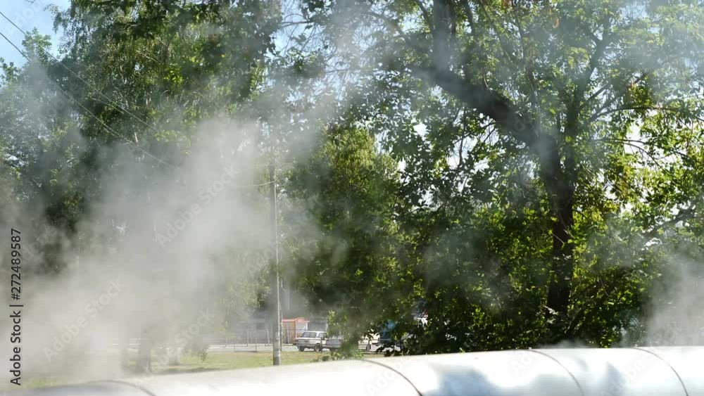 Ecological disaster. Human influence. Smoke from chimneys. Air