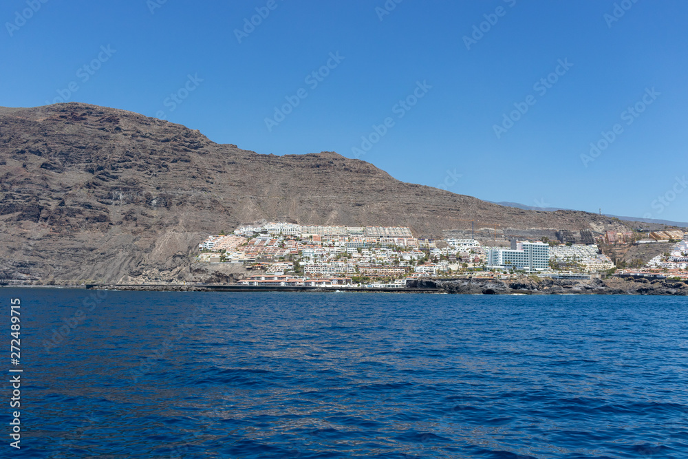 Little beach Arena in Puerto de Santiago city,Tenerife, Canary island, Spain.