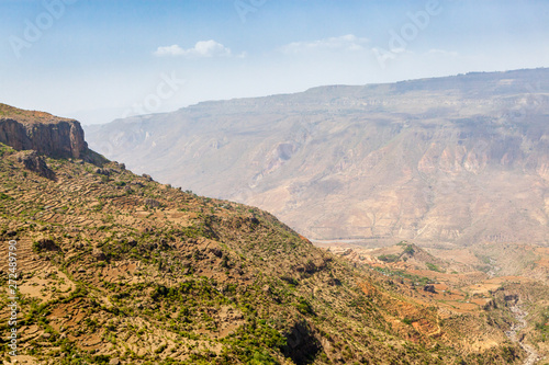 Entoto chain mountains and Jemma Valley in Oromo Region of Ethiopia photo