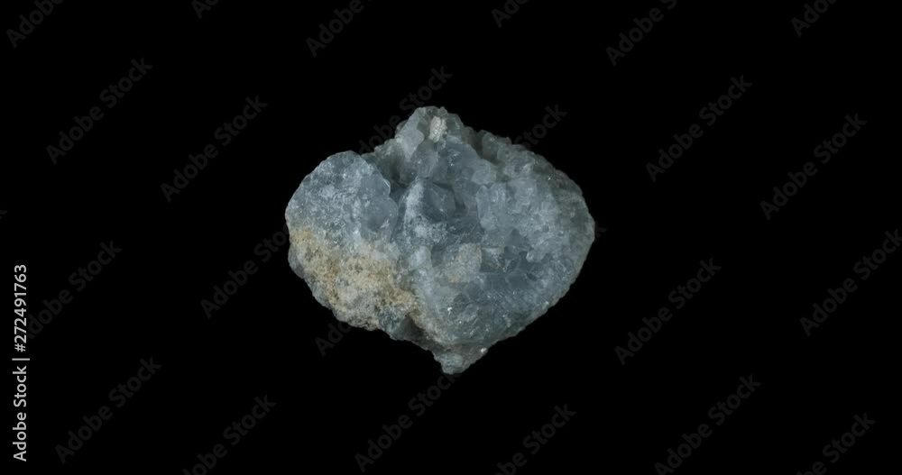 Blue Celestine Mineral Turning on Black Blue Celestine Mineral Turning on Black