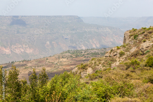 Entoto chain mountains and Jemma Valley in Oromo Region of Ethiopia