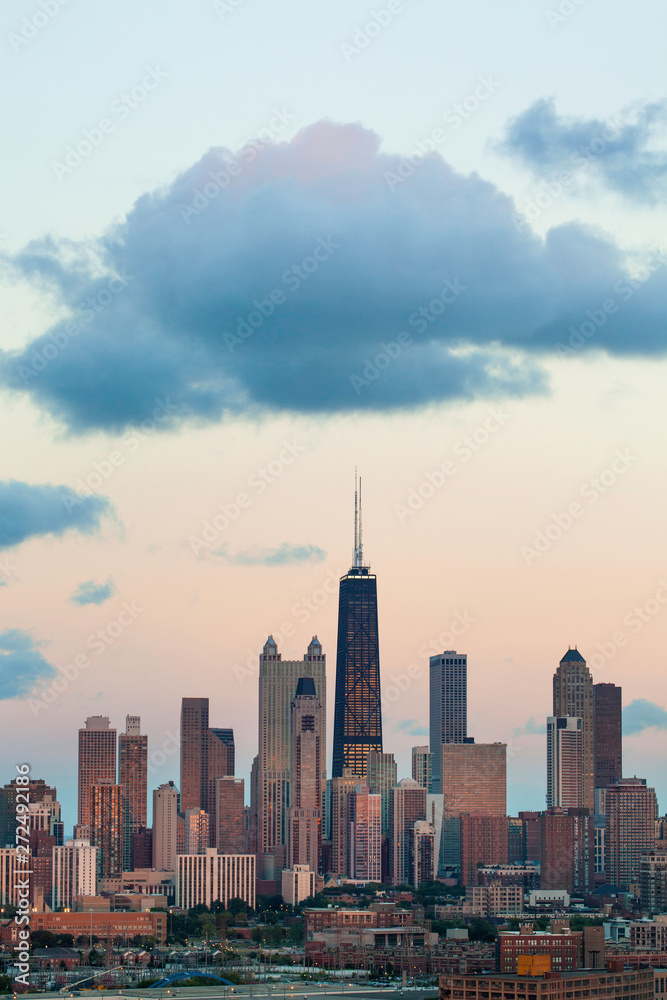 United States, Chicago, city skyline at dusk United States, Chicago, city skyline at dusk