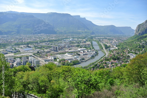 Grenoble city view from mountain 
