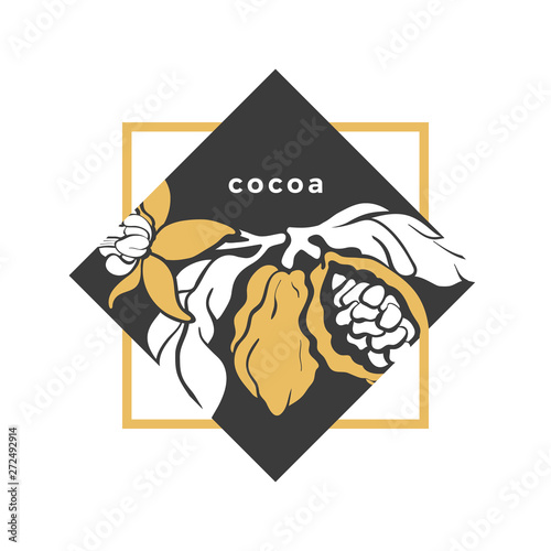 Vector cocoa logo. Symbol of chocolate tree