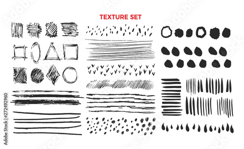 Texture. Pencil, brush stroke. Vector set