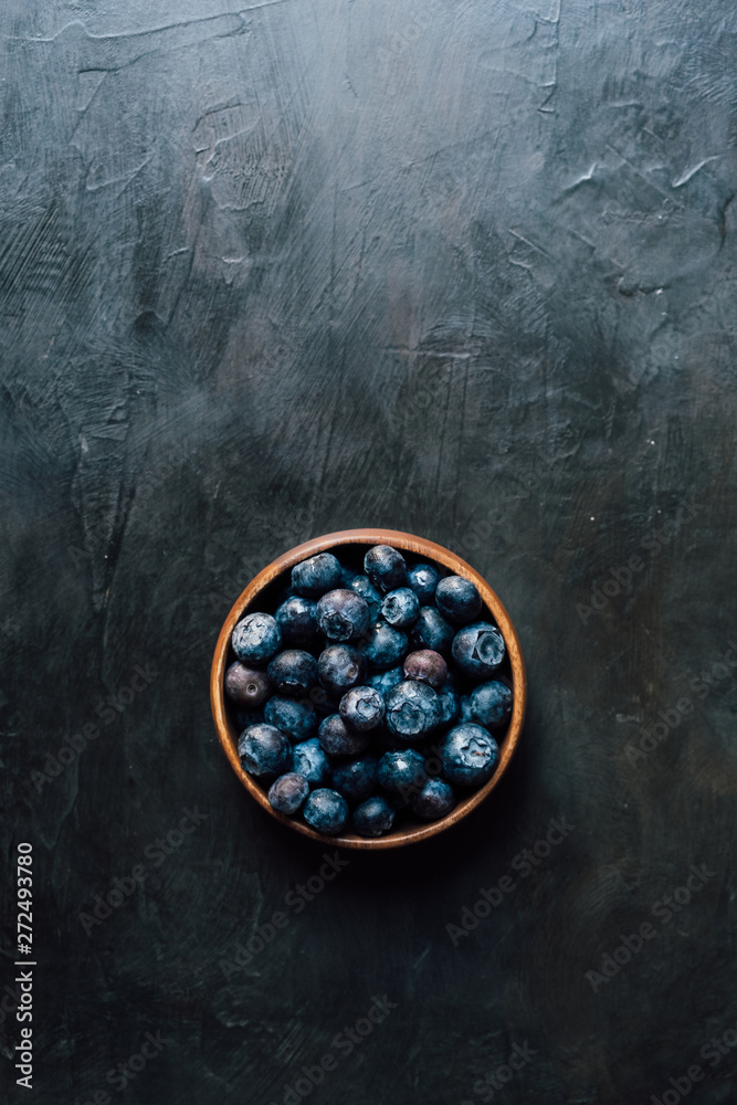 Bowl of fresh blueberries seen from above Bowl of fresh blueberries seen from above