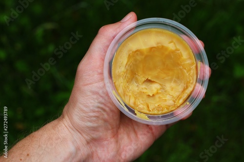 Wax tree in a jar in hand photo