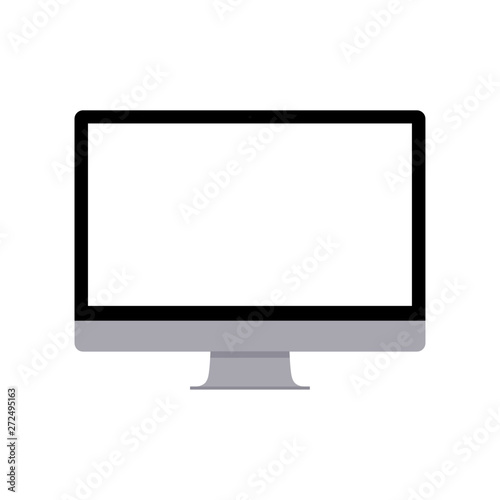 realistic black computer display Isolated on white background. Vector Illustration.