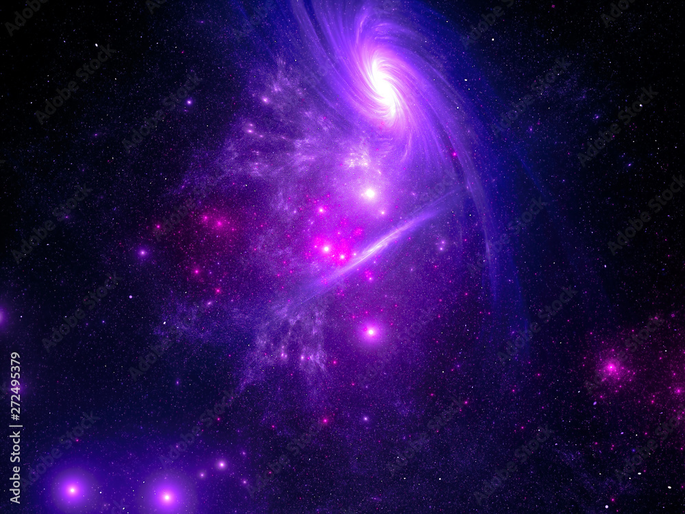 Space background: galaxies and star clusters - digitally generated image