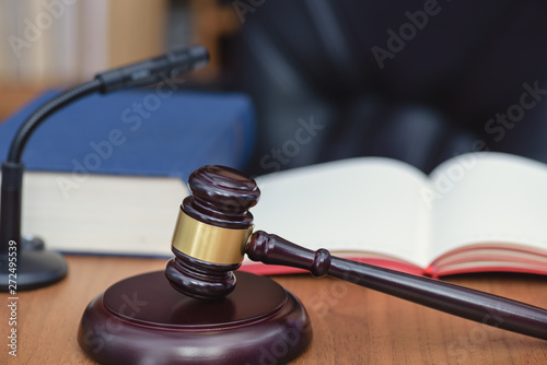 Сourt hearing. Judge’s verdict. Symbol law. Constitutional court.