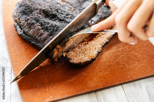 Smoked: Slicing Off A Second Piece Of Brisket photo